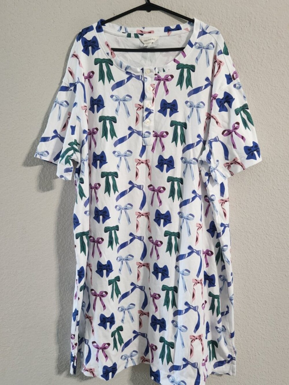 Vera Bradley Sleepwear Pajama Dress White Multi color ribbons cotton size large